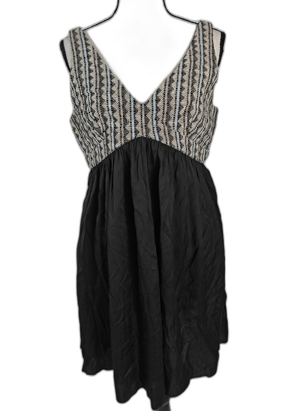 Women’s Ladakh Sleeveless Babydoll Dress Black Blue Size 4